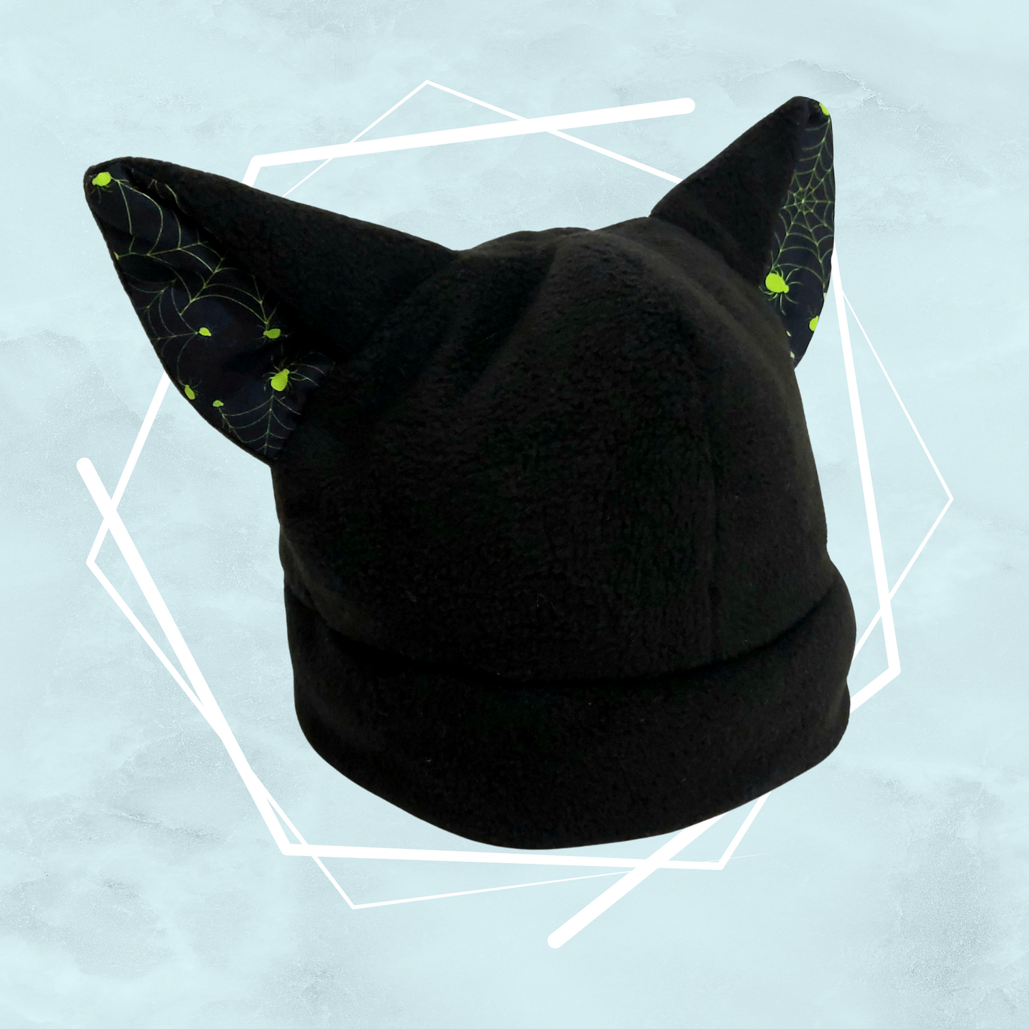 Spiders and webs black nekomimi beanie