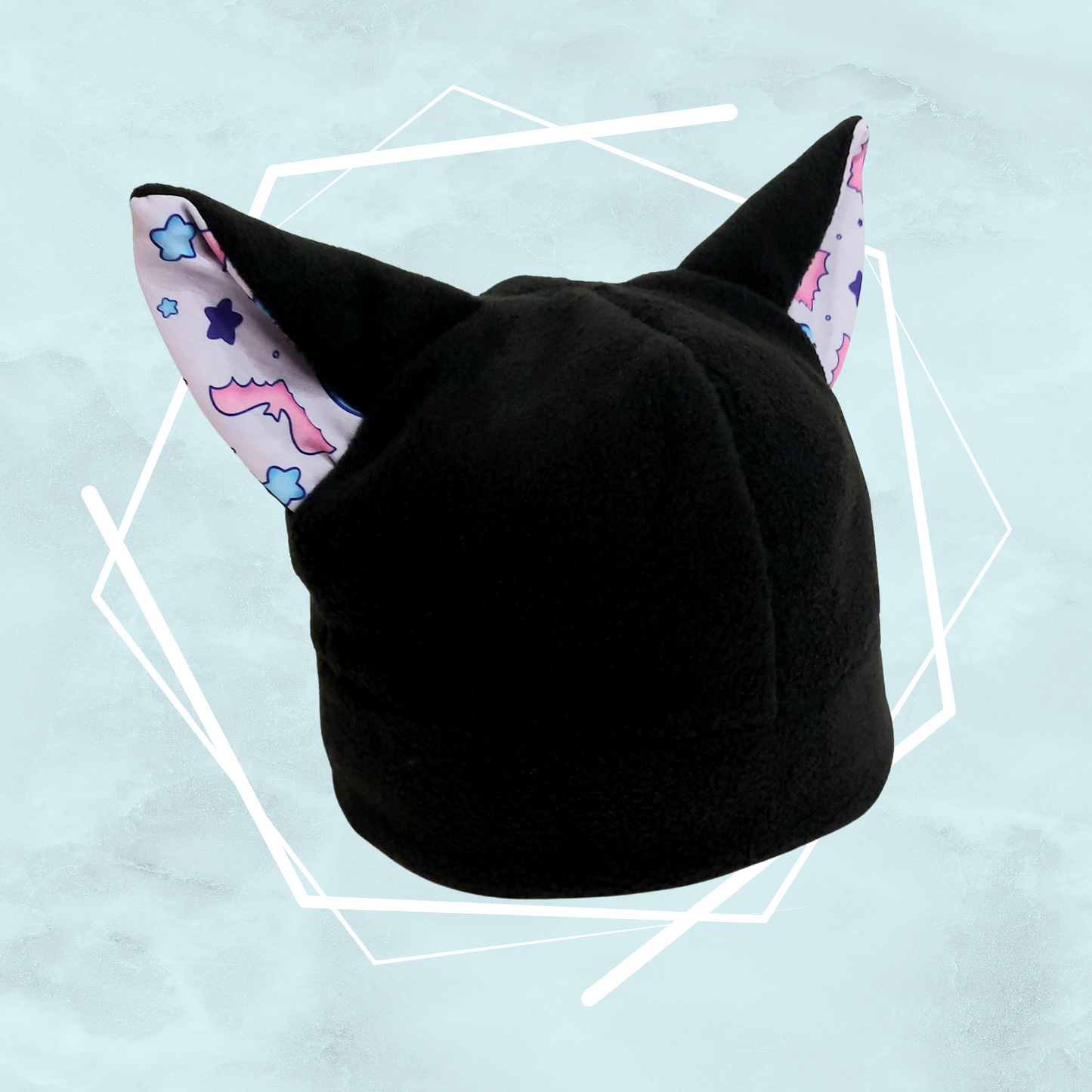 Bats and stars black nekomimi beanie