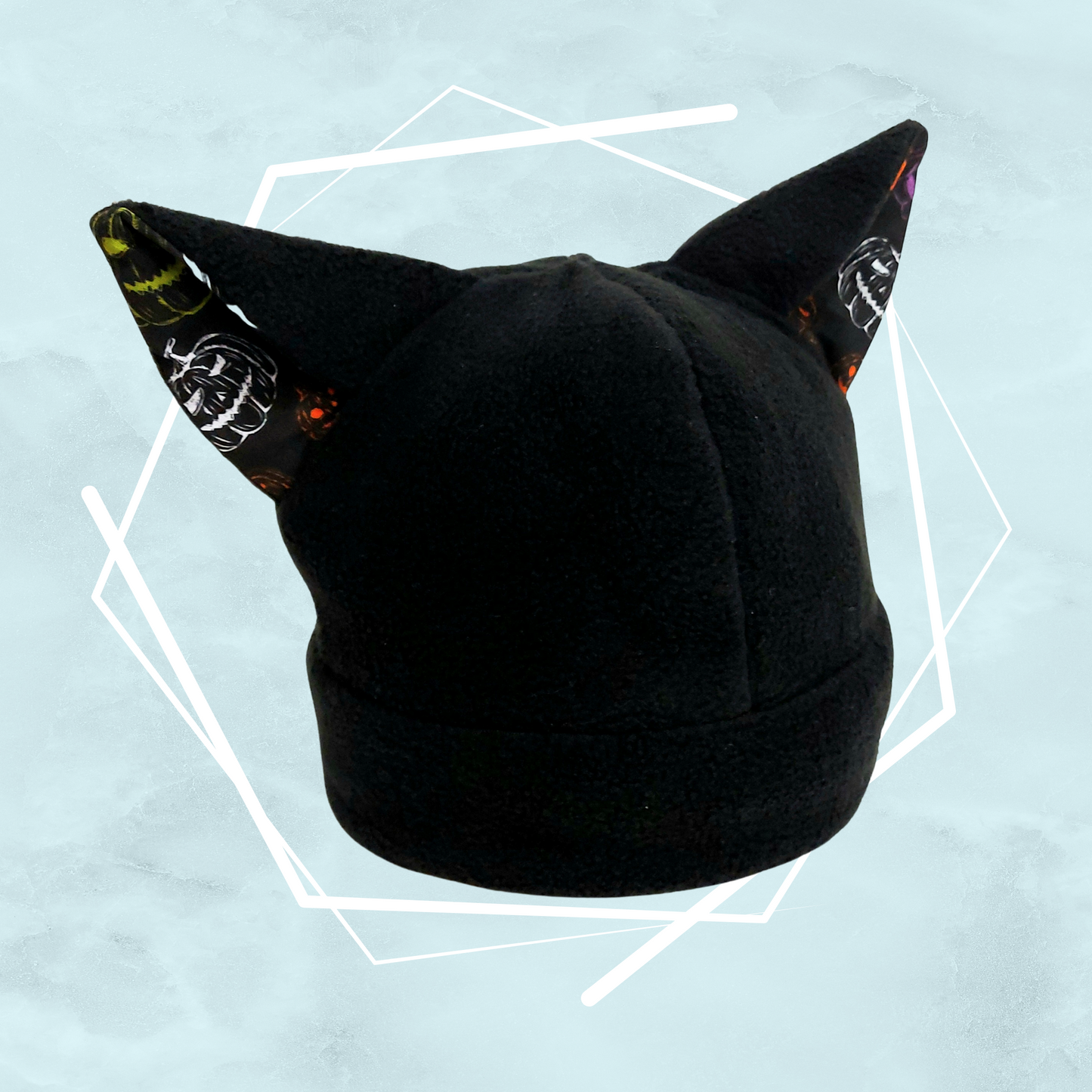 Colorful pumpkins black nekomimi beanie