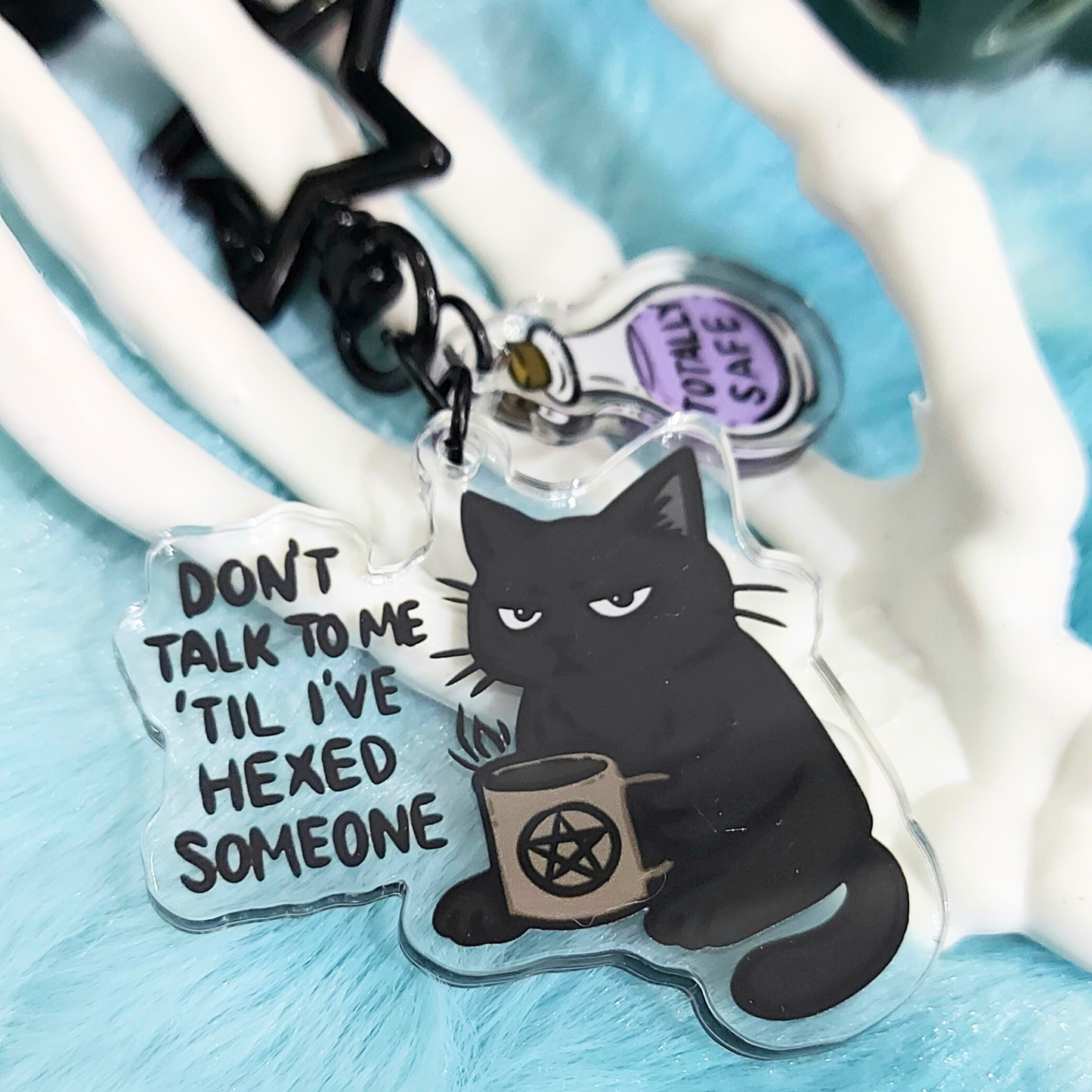 Hexing cat acrylic double keychain