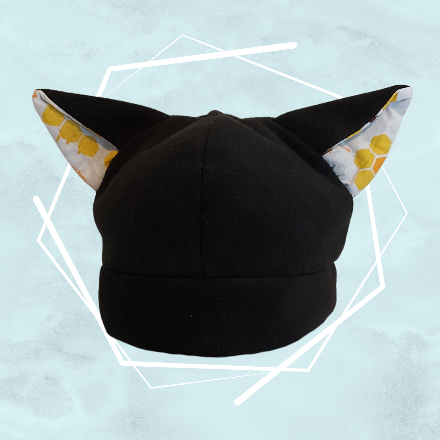 Black honeycomb nekomimi beanie