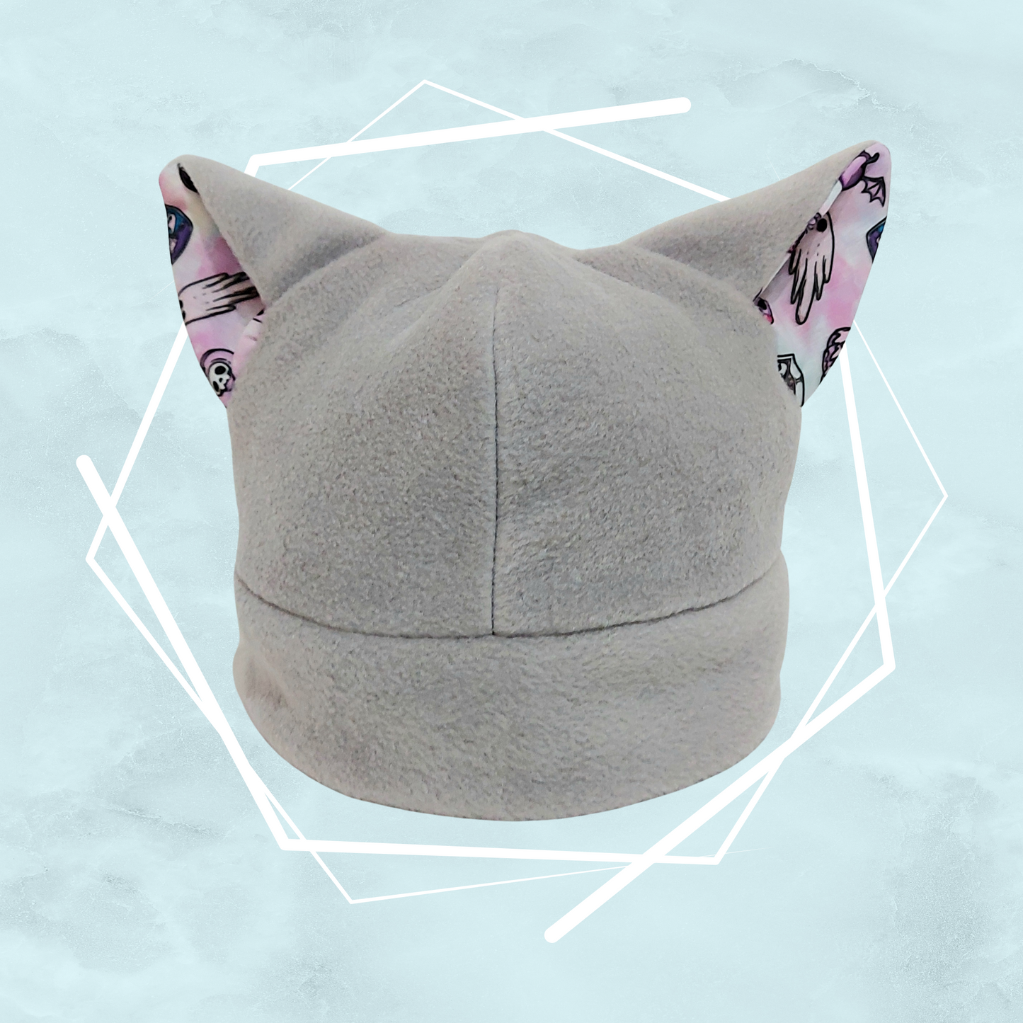 Witchy themed grey nekomimi beanie