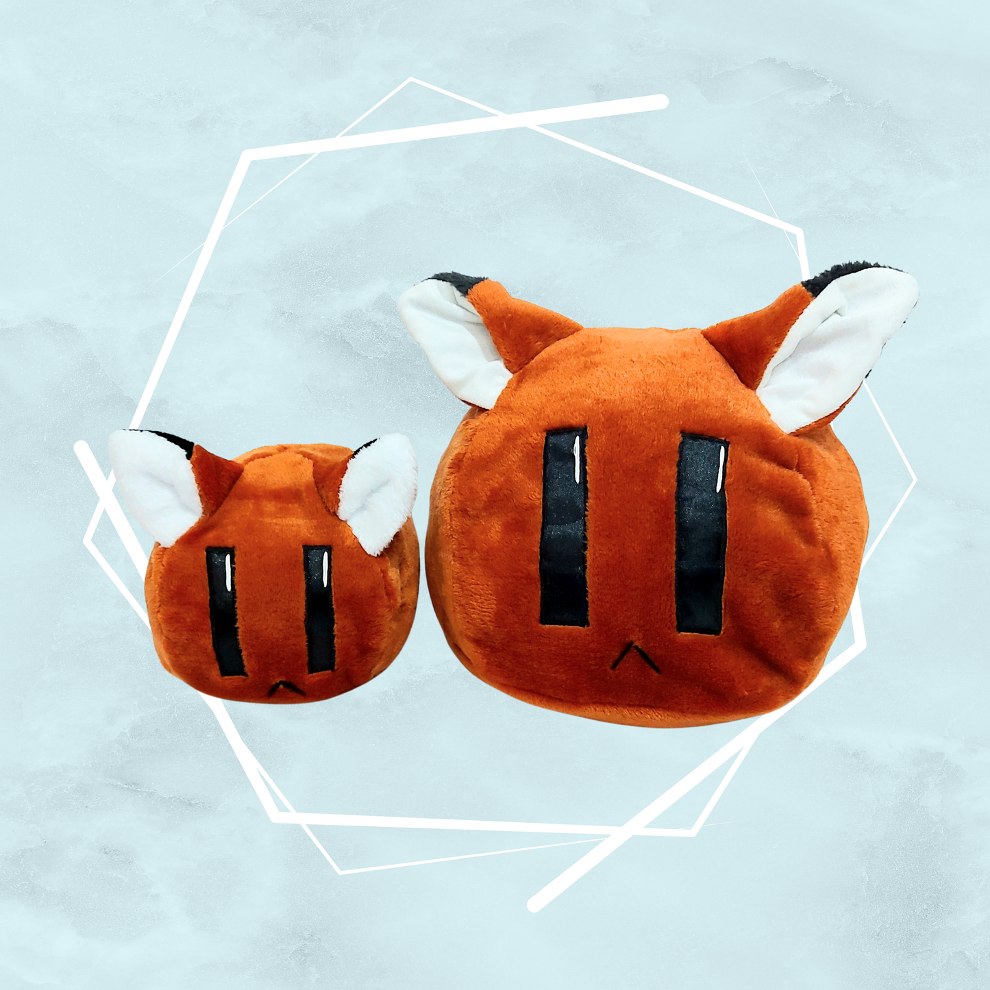 small and large fox plushie toy made by soft and warm fabric