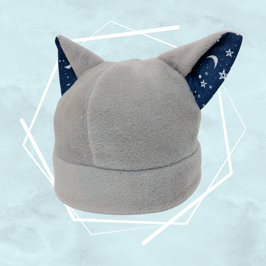 Blue starry night gray nekomimi beanie