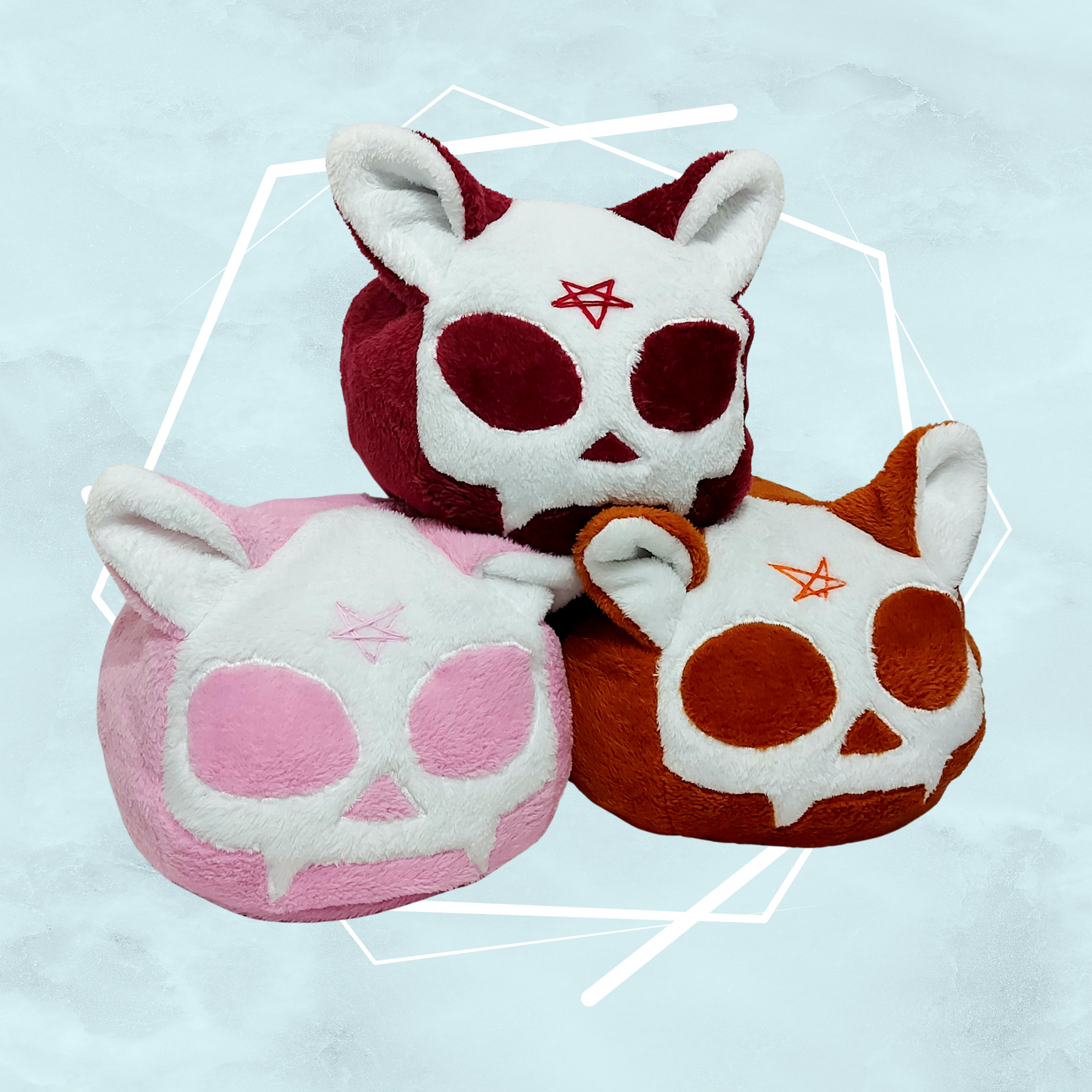 Cat skull plushies