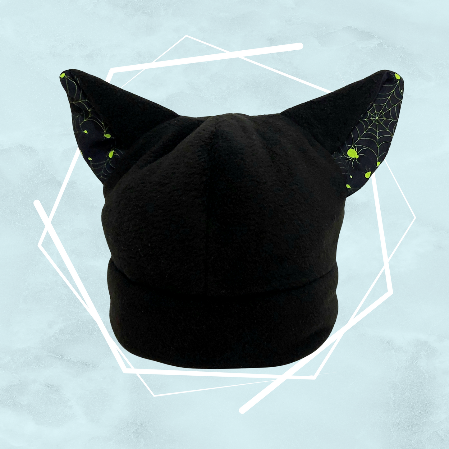 Spiders and webs black nekomimi beanie