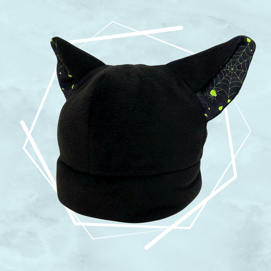 Spiders and webs black nekomimi beanie