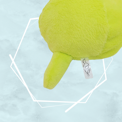 Small green kitty plushie with spiders