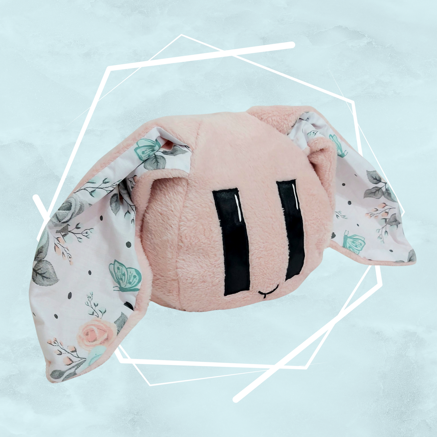 Floral pale pink bunny plushie