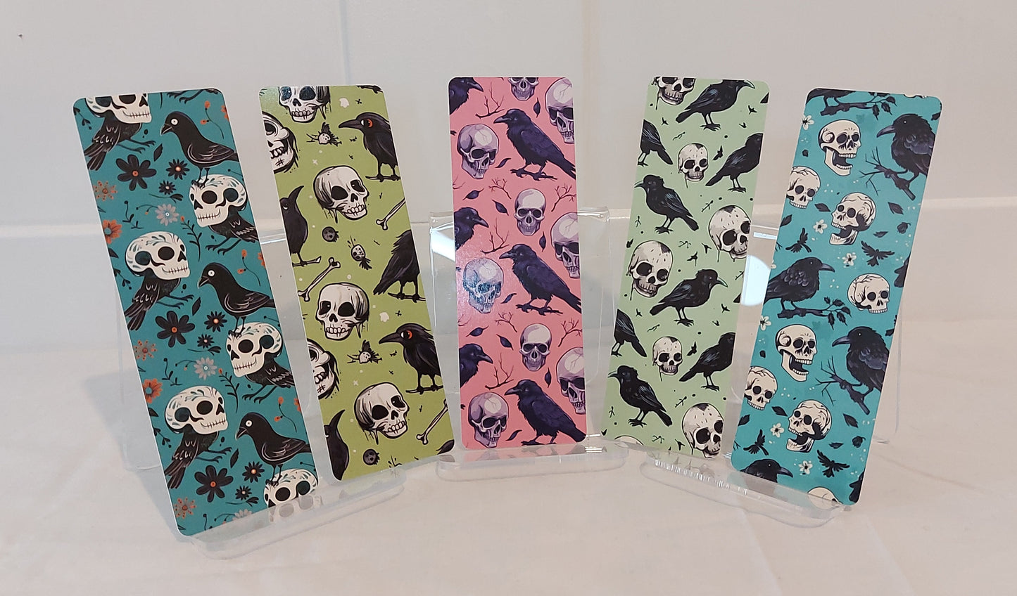 Skulls and ravens bookmark set of 5