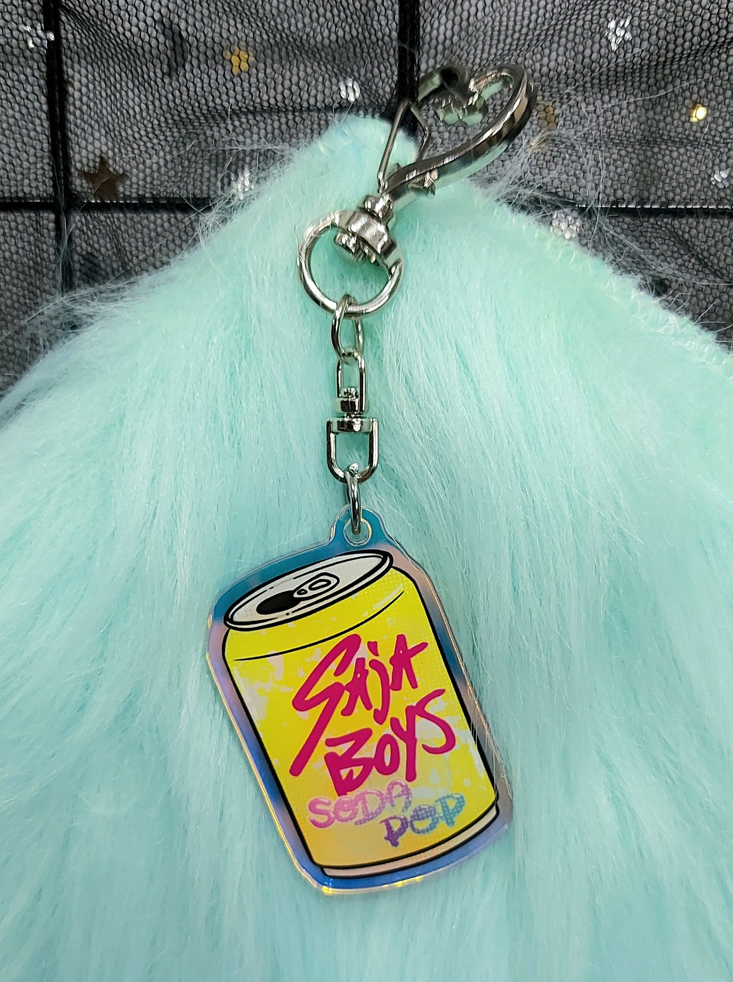 Soda pop holographic acrylic keychain