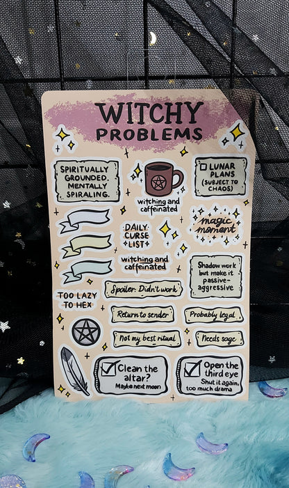 Witchy problems sticker sheet