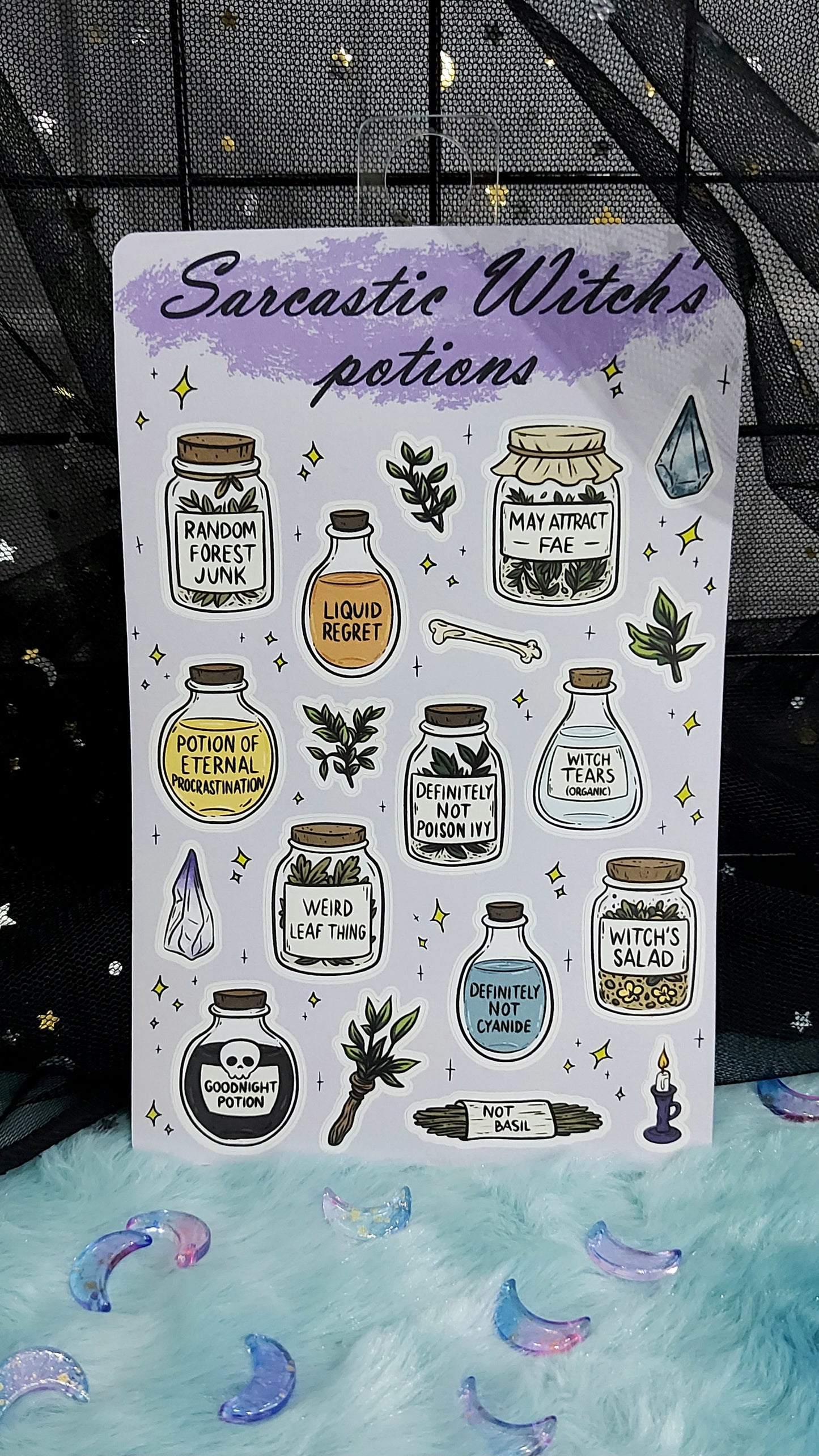 Sarcastic witch's potions sticker sheet