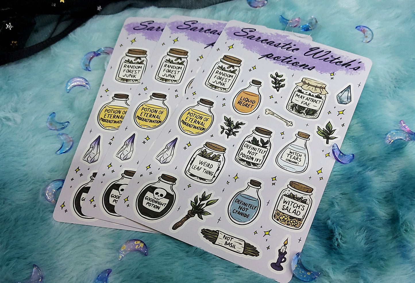 Sarcastic witch's potions sticker sheet