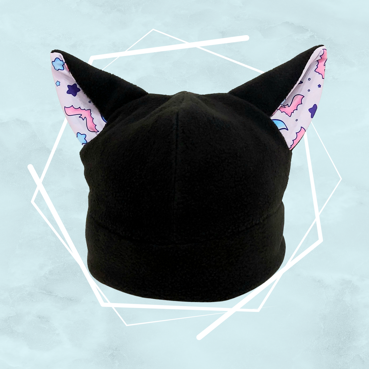Bats and stars black nekomimi beanie