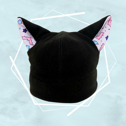 Bats and stars black nekomimi beanie