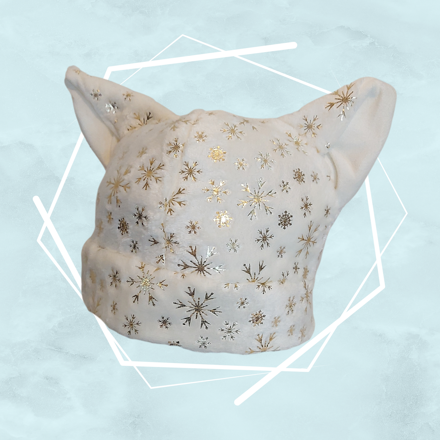 White winter nekomimi beanie