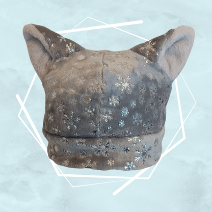 Gray winter nekomimi beanie