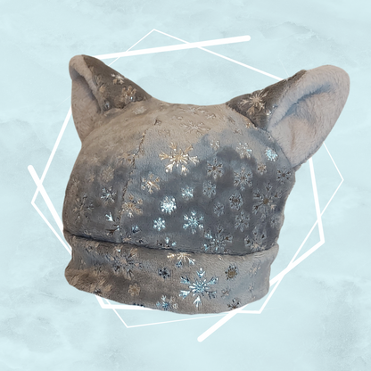 Gray winter nekomimi beanie