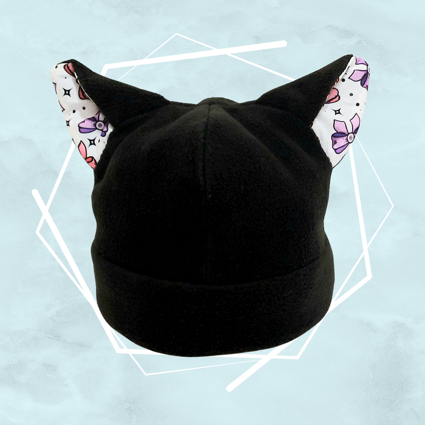Colorful ribbons black nekomimi beanie