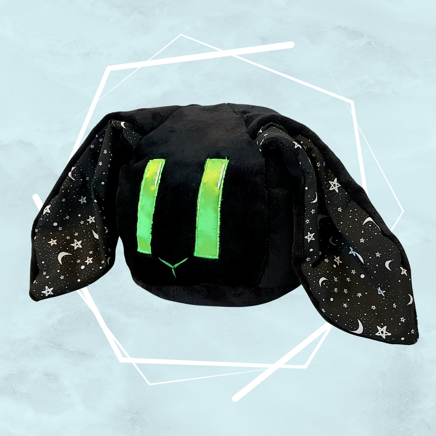 Black stars bunny plushie