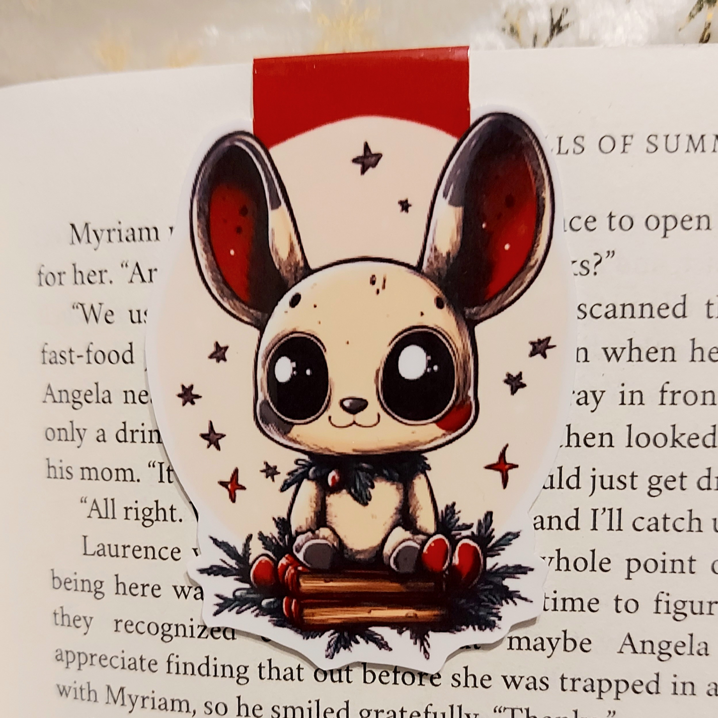 Holiday bunnies magnetic bookmarks