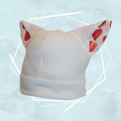 Valentines hearts white nekomimi beanie
