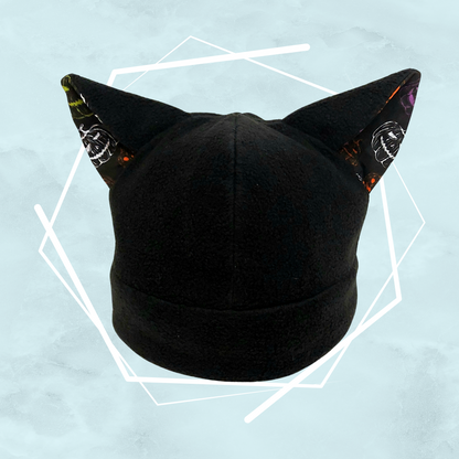 Colorful pumpkins black nekomimi beanie