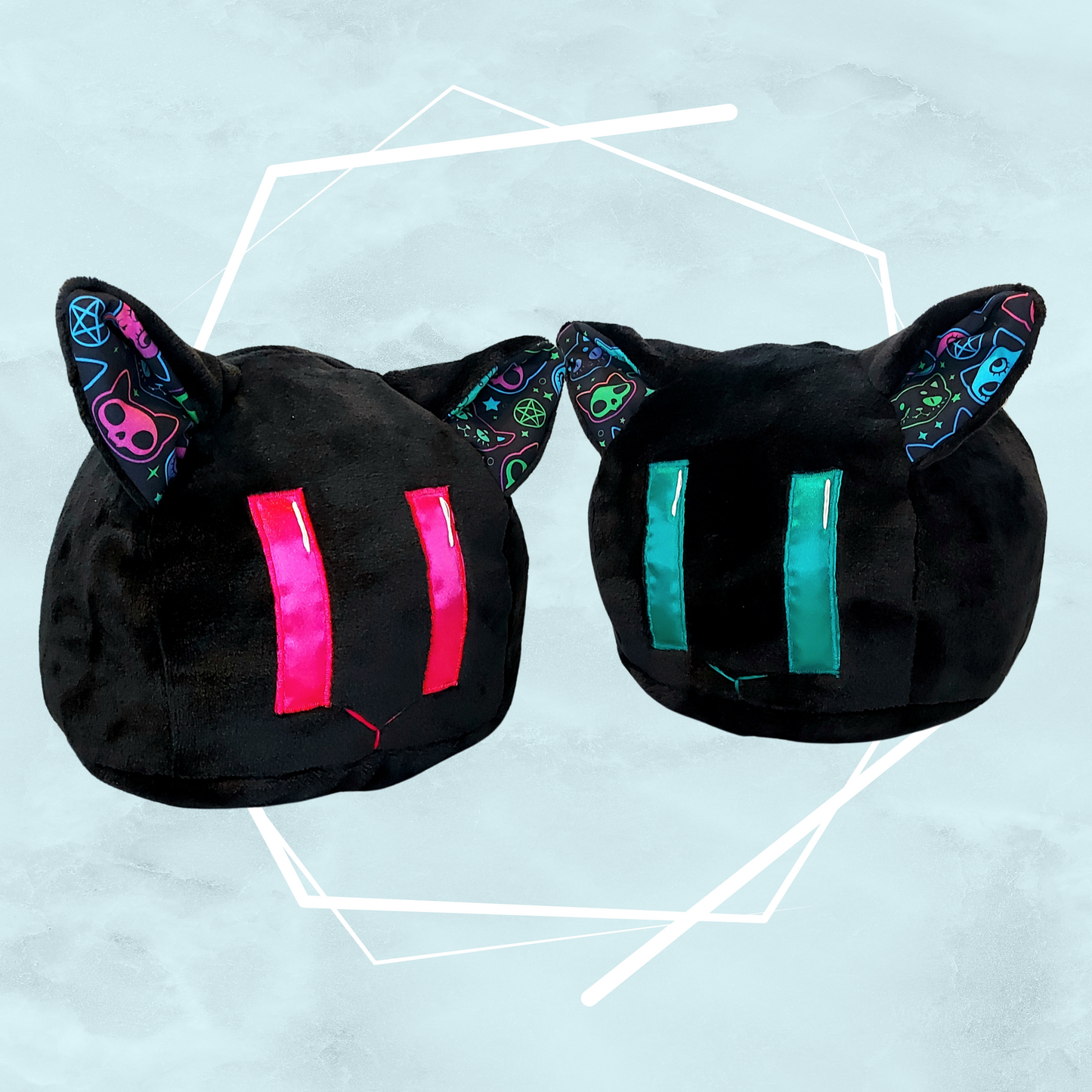 Gothic black kitty plushies