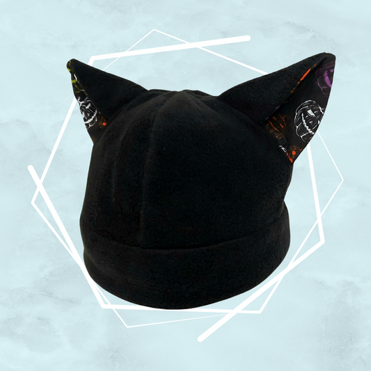 Colorful pumpkins black nekomimi beanie
