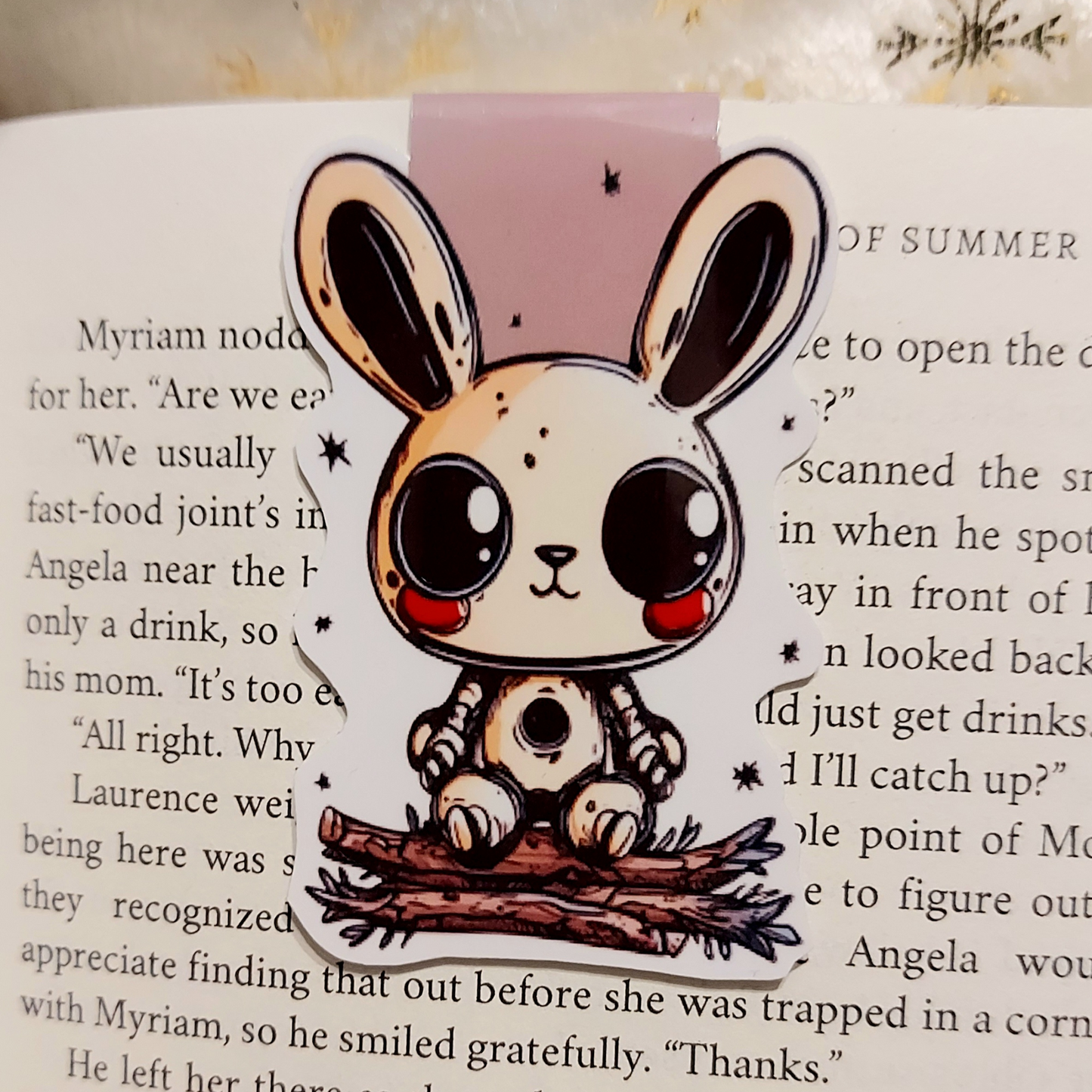 Holiday bunnies magnetic bookmarks