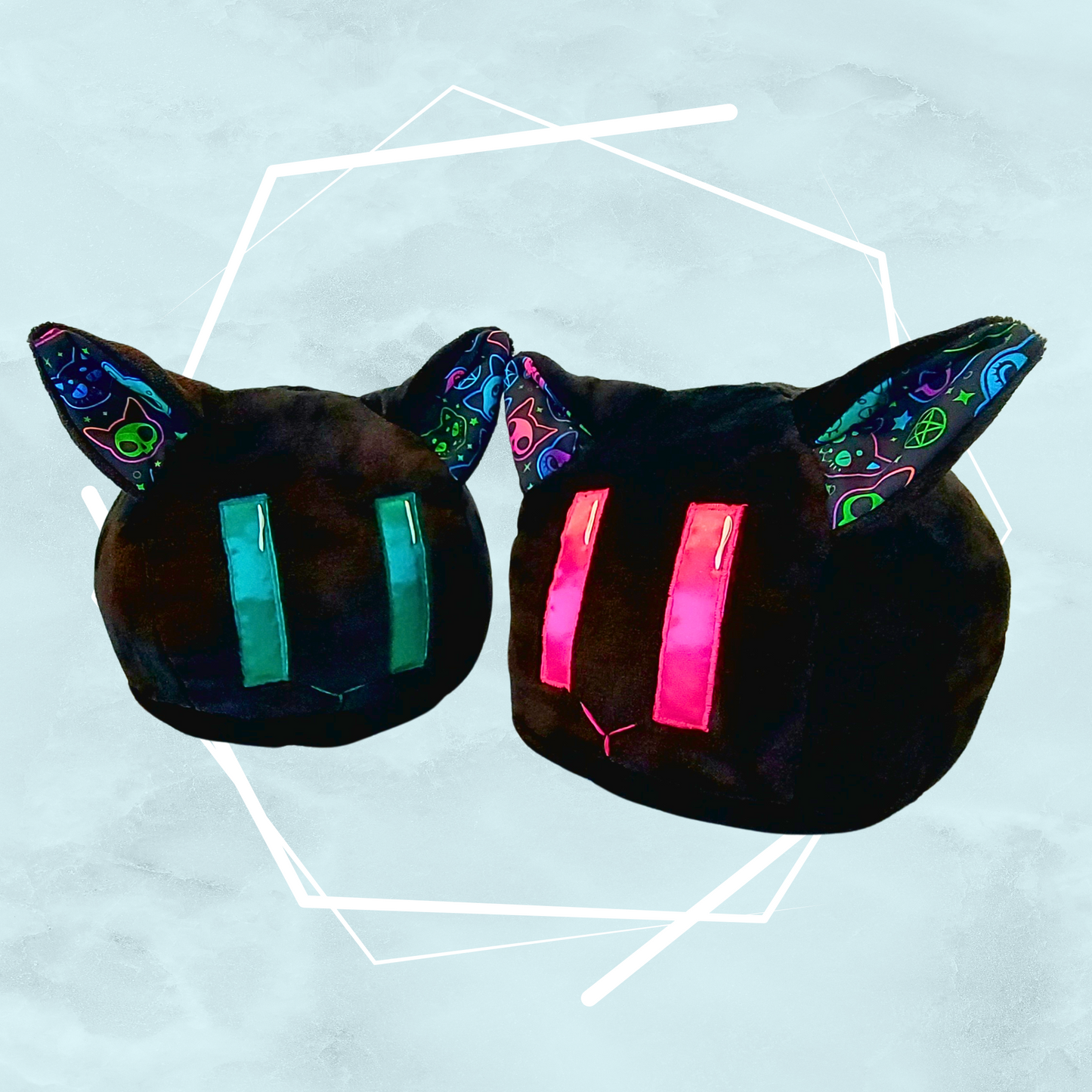 Gothic black kitty plushies