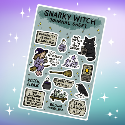 Snarky witch journal sticker sheet