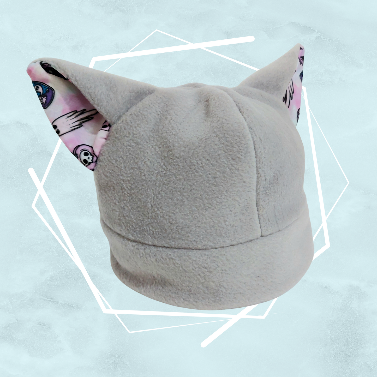 Witchy themed grey nekomimi beanie
