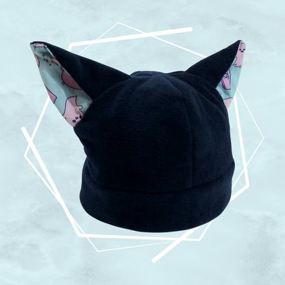 Dark blue ghosties nekomimi beanie