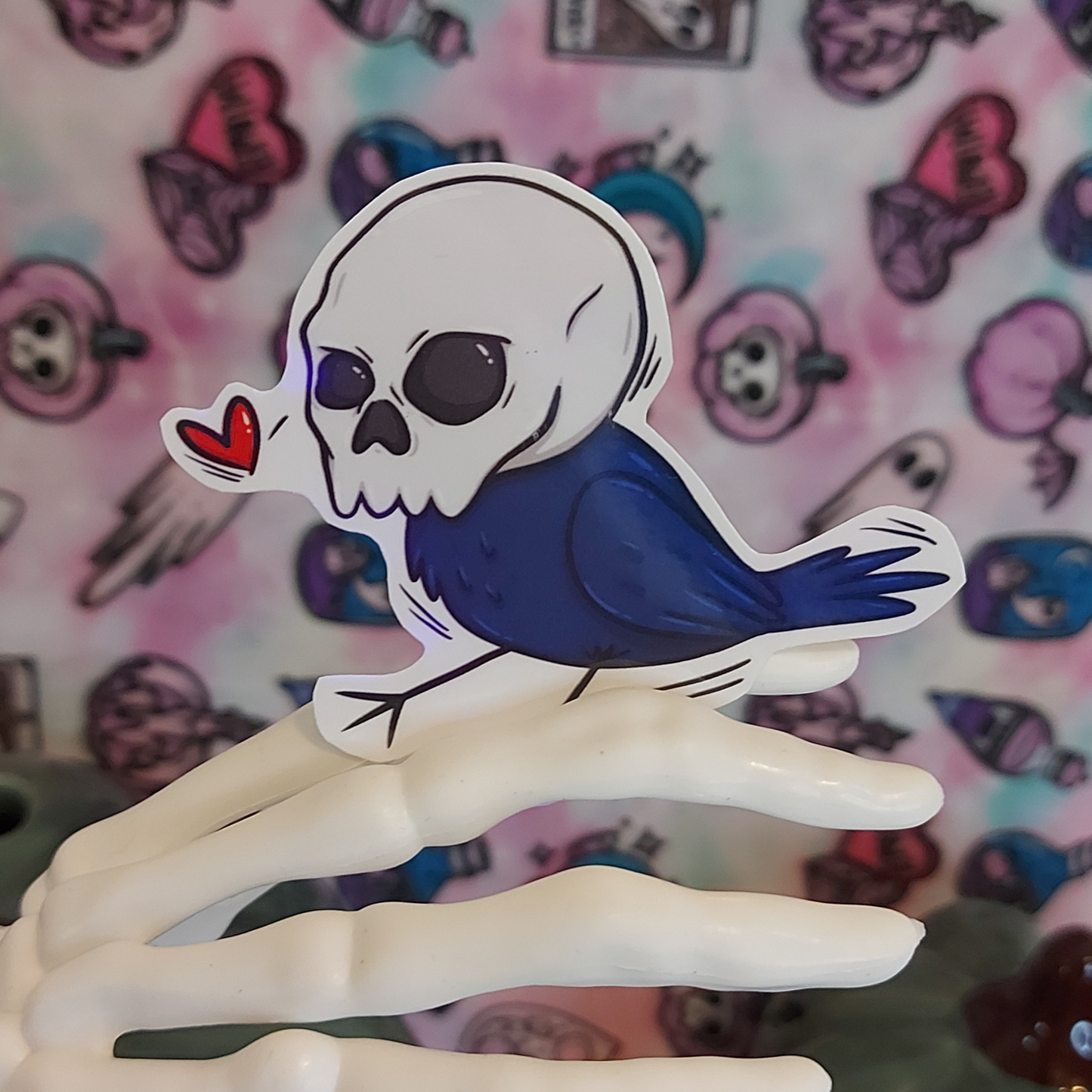 Raven with Skull sticker