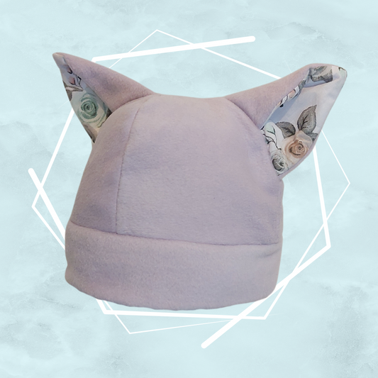 Light lilac floral nekomimi beanie