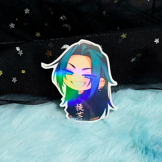 Grinning Freya holographic sticker