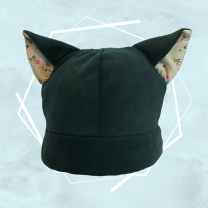 Green floral nekomimi beanie