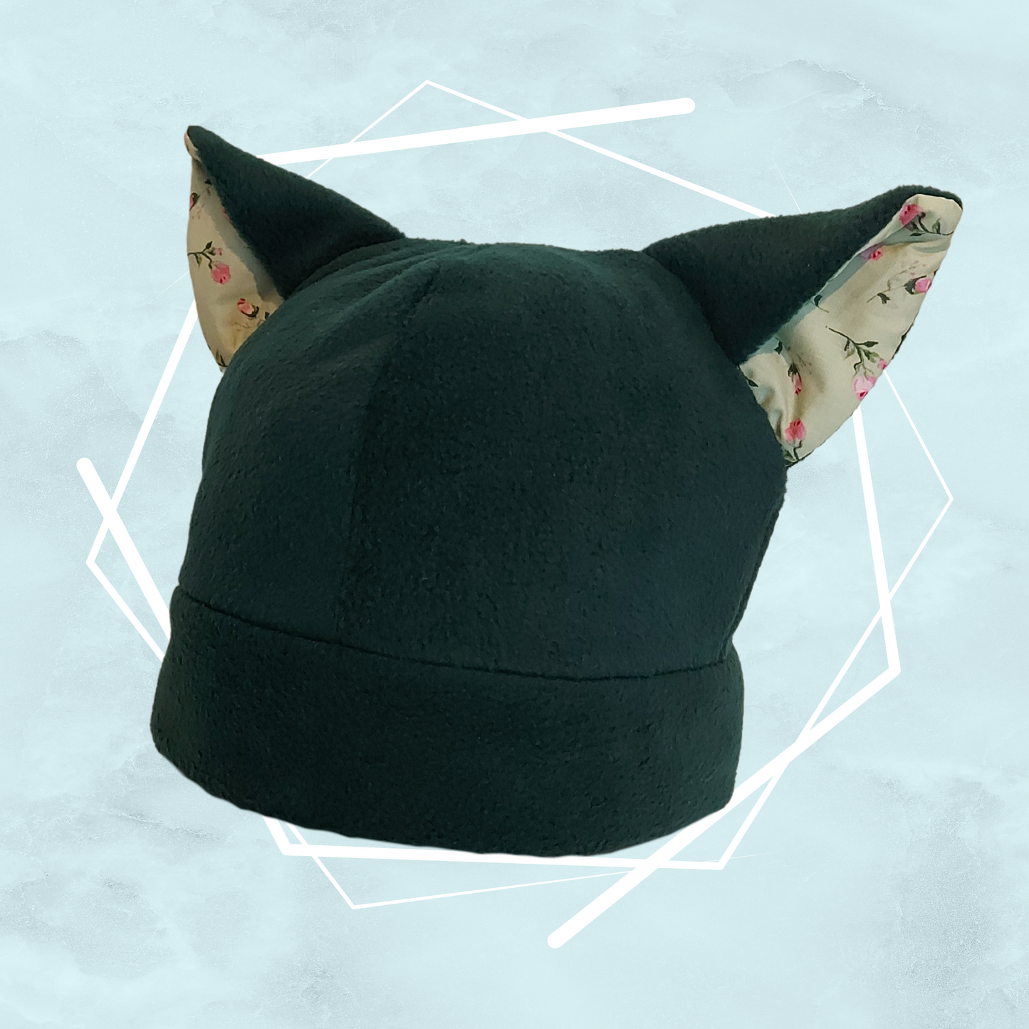 Green floral nekomimi beanie