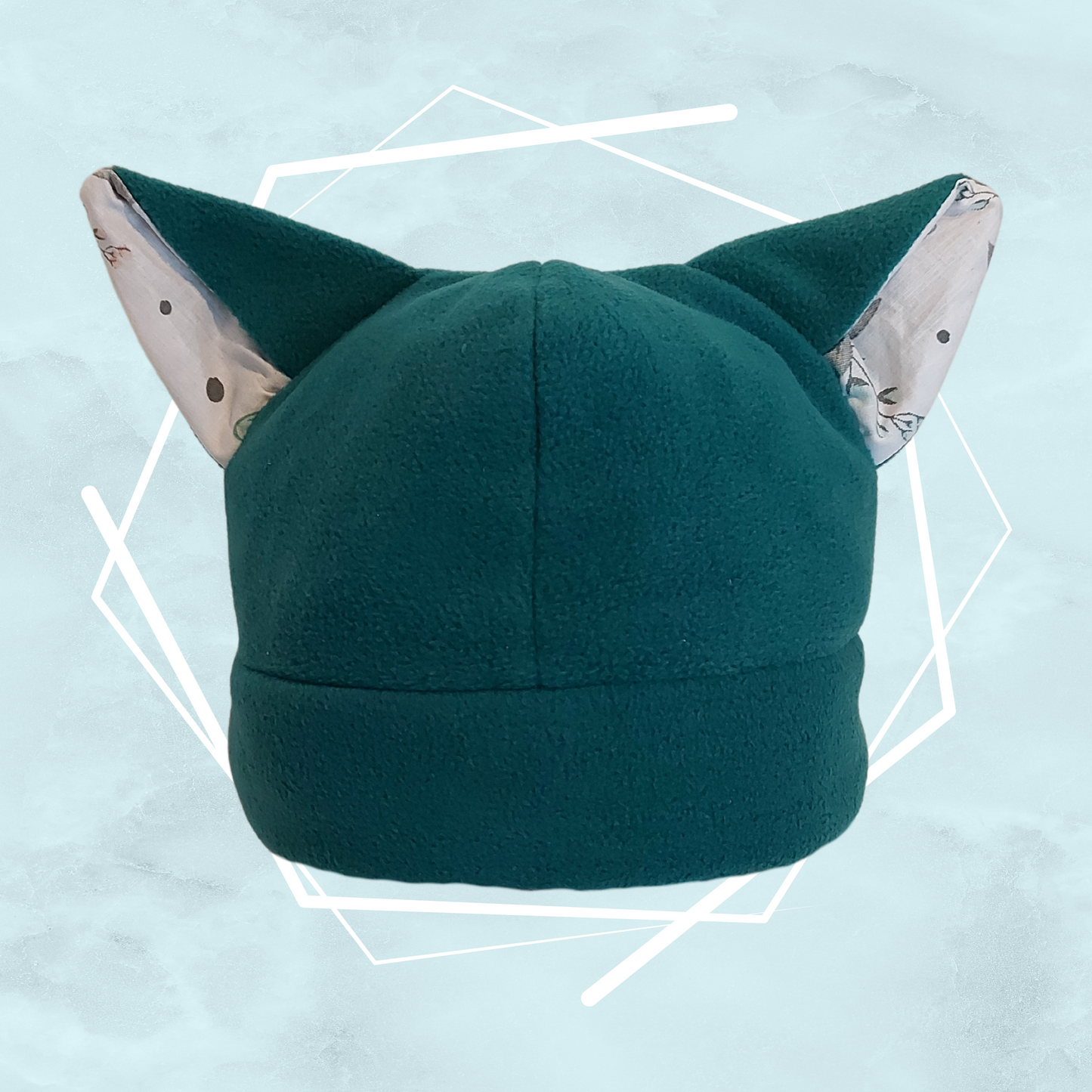 Teal floral nekomimi beanie