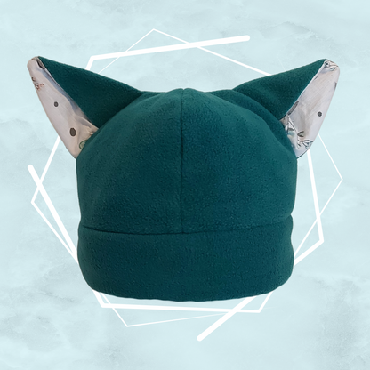 Teal floral nekomimi beanie