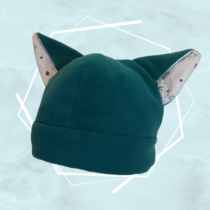 Teal floral nekomimi beanie
