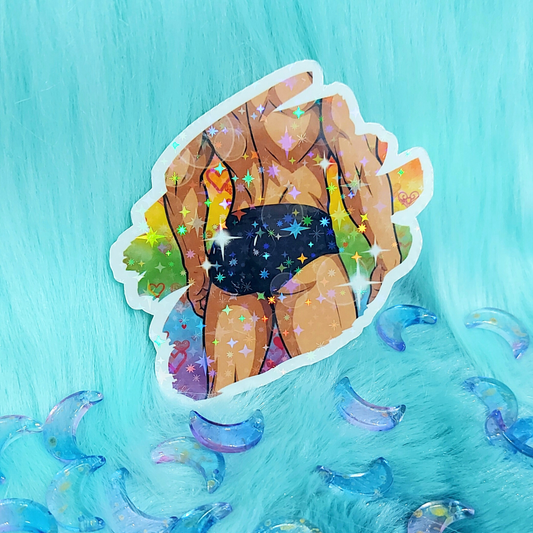 Queer pride booty holographic sticker