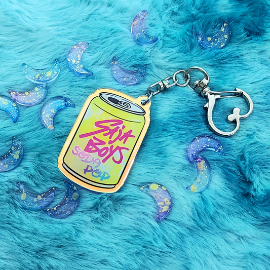 Soda pop holographic acrylic keychain