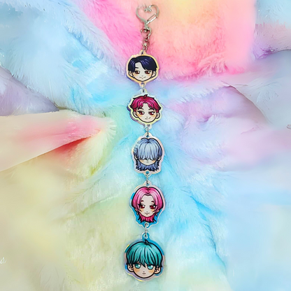 Acrylic long keychain with kpop saja boys design