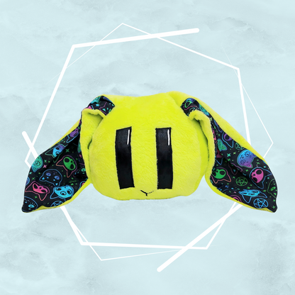 Colorful cats themed green bunny plushie