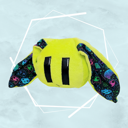 Colorful cats themed green bunny plushie