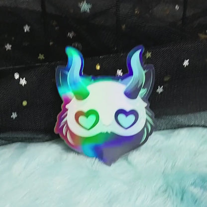 Teal monster holographic sticker