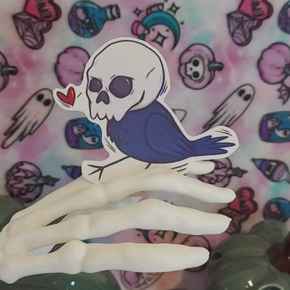 Raven with Skull sticker
